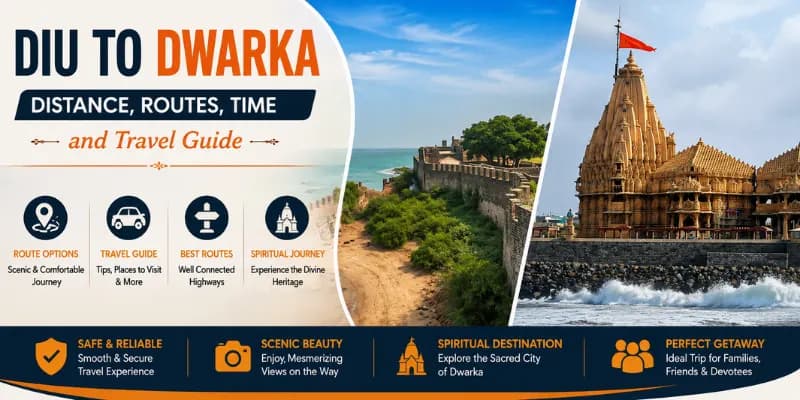 Diu to Dwarka Distance