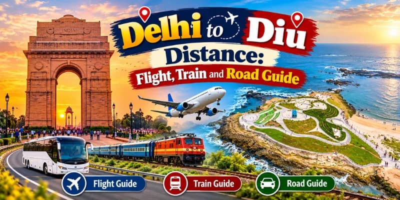 Delhi to Diu Distance